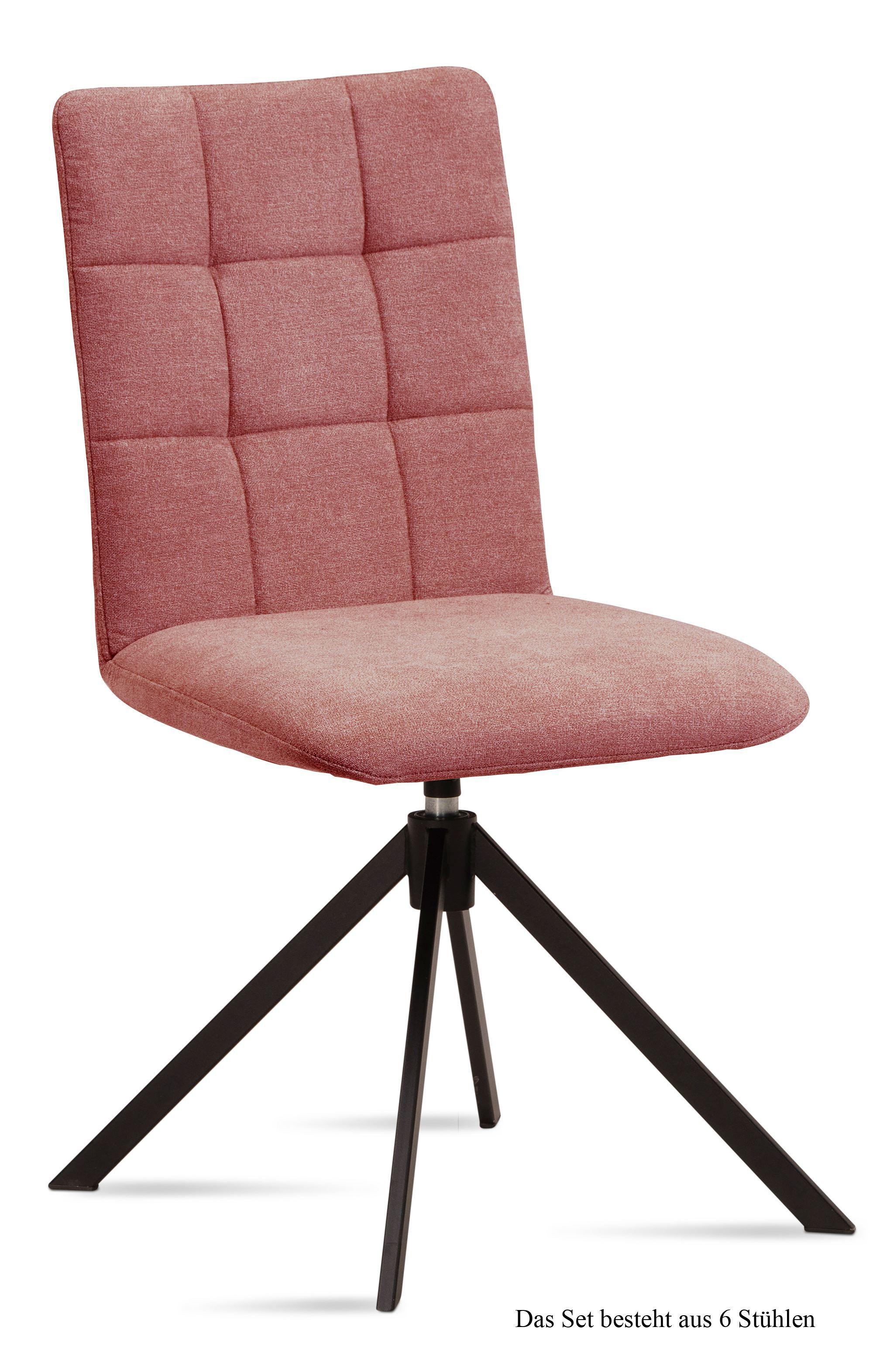 ESSZIMMERSTUHL drehbar (6er-Set) Debora 47x91x60 Schwarz/Rosewood - Dunkelrosa/Schwarz, Kunststoff (60/91/47cm) - 58aufmkessel