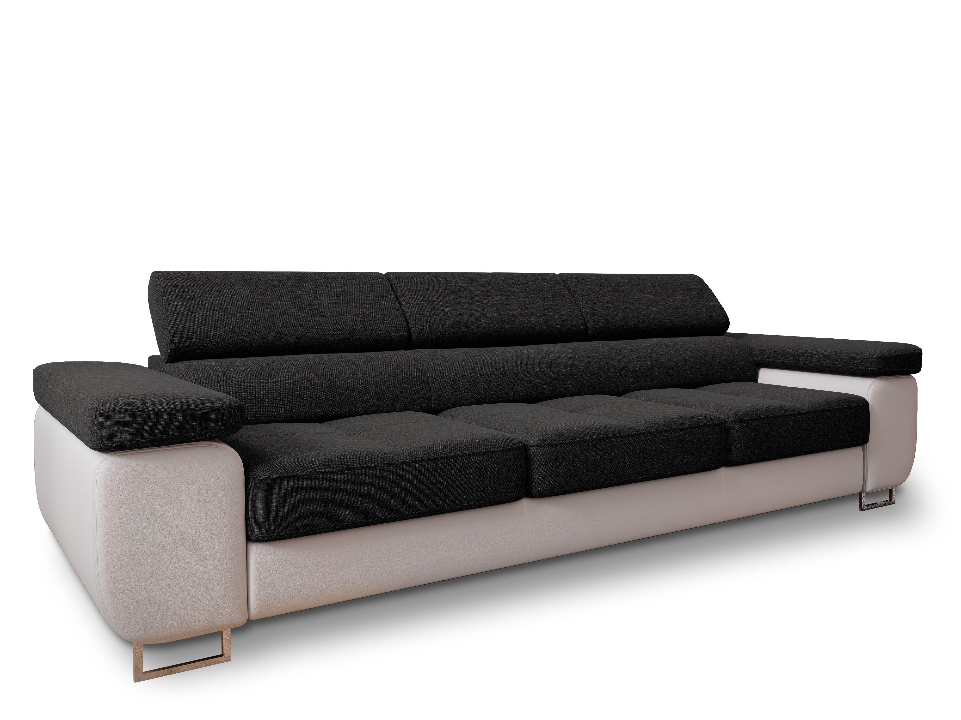SCHLAFSOFA MOSINE Schwarz Geflochtener Stoff mit Schlaffunktion - Schwarz/Weiß, Holz (276/98/87cm) - MASSENO