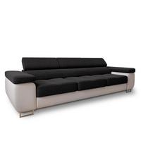 SCHLAFSOFA MOSINE Schwarz Geflochtener Stoff mit Schlaffunktion - Schwarz/Weiß, Holz (276/98/87cm) - MASSENO