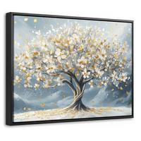 LEINWAND Bilder mit Rahmen - Baum - Winter - Baum des Lebens - Modern - Gold - 40x30 - Goldfarben, Textil (40/30cm) - MuchoWow
