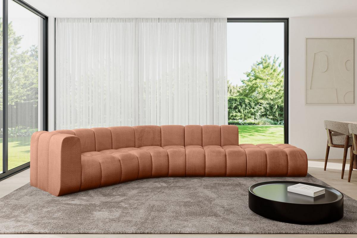 ECKSOFA modulares Sofa Tilmo-L1 - 399x194x70 cm Apricot - Koralle, Holzwerkstoff/Textil (399/194cm) - ALTDECOR