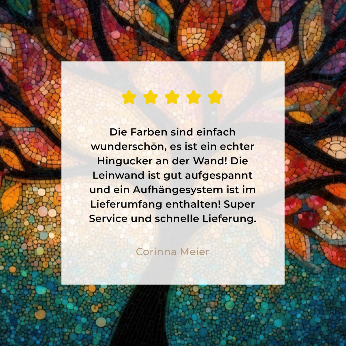 LEINWANDBILD Mosaik - Bunt - Baum - Äste Deko Groß 90x140 cm - Multicolor, Textil (90/140cm) - MuchoWow