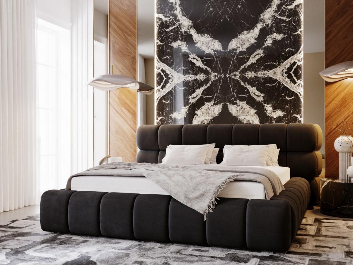 POLSTERBETT Mellow 160x200 Schwarz - Schwarz, Textil (160/200cm) - Graingold