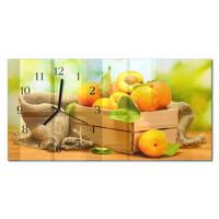 WANDUHR aus Glas 60x30 cm - Aprikosen - Gelb, Glas (60/30/0.4cm) - TULUP