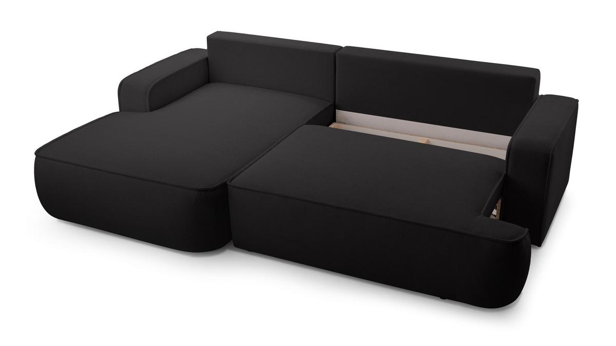 ECKSOFA L Form Ablia Schwarzes 267/168/87 cm mit Schlaffunktion L - Schwarz, Kunststoff/Textil (168/267cm) - AX Living