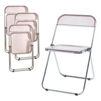 KLAPPSTUHL-SET Pornainen 4 TLG. - Pink, Kunststoff/Metall (46/74/47cm) - [en.casa]