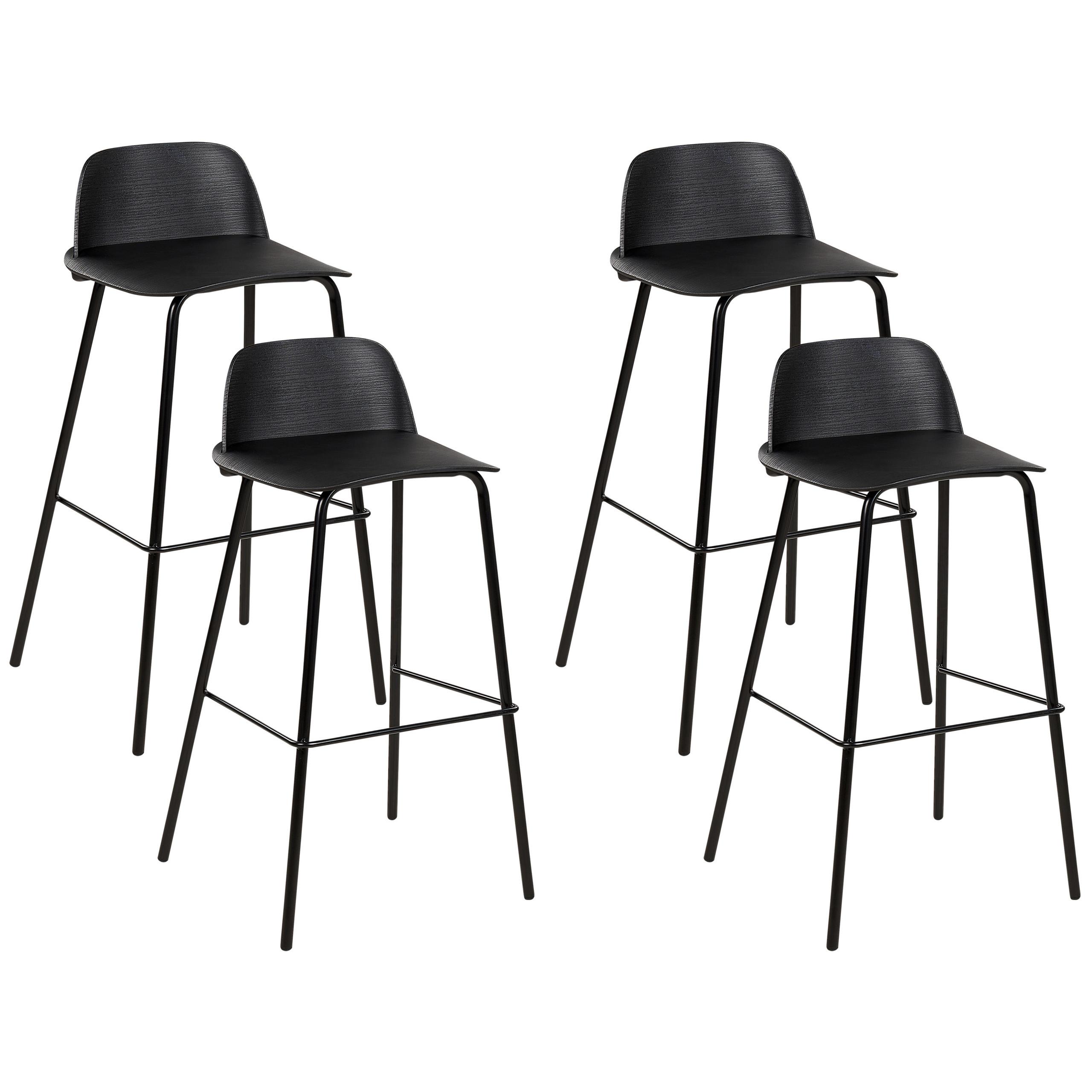 BARHOCKER 4er-Set Kunststoff Schwarz Mora - Schwarz, Kunststoff/Metall (48/90/35cm) - Beliani