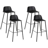 BARHOCKER 4er-Set Kunststoff Schwarz Mora - Schwarz, Kunststoff/Metall (48/90/35cm) - Beliani