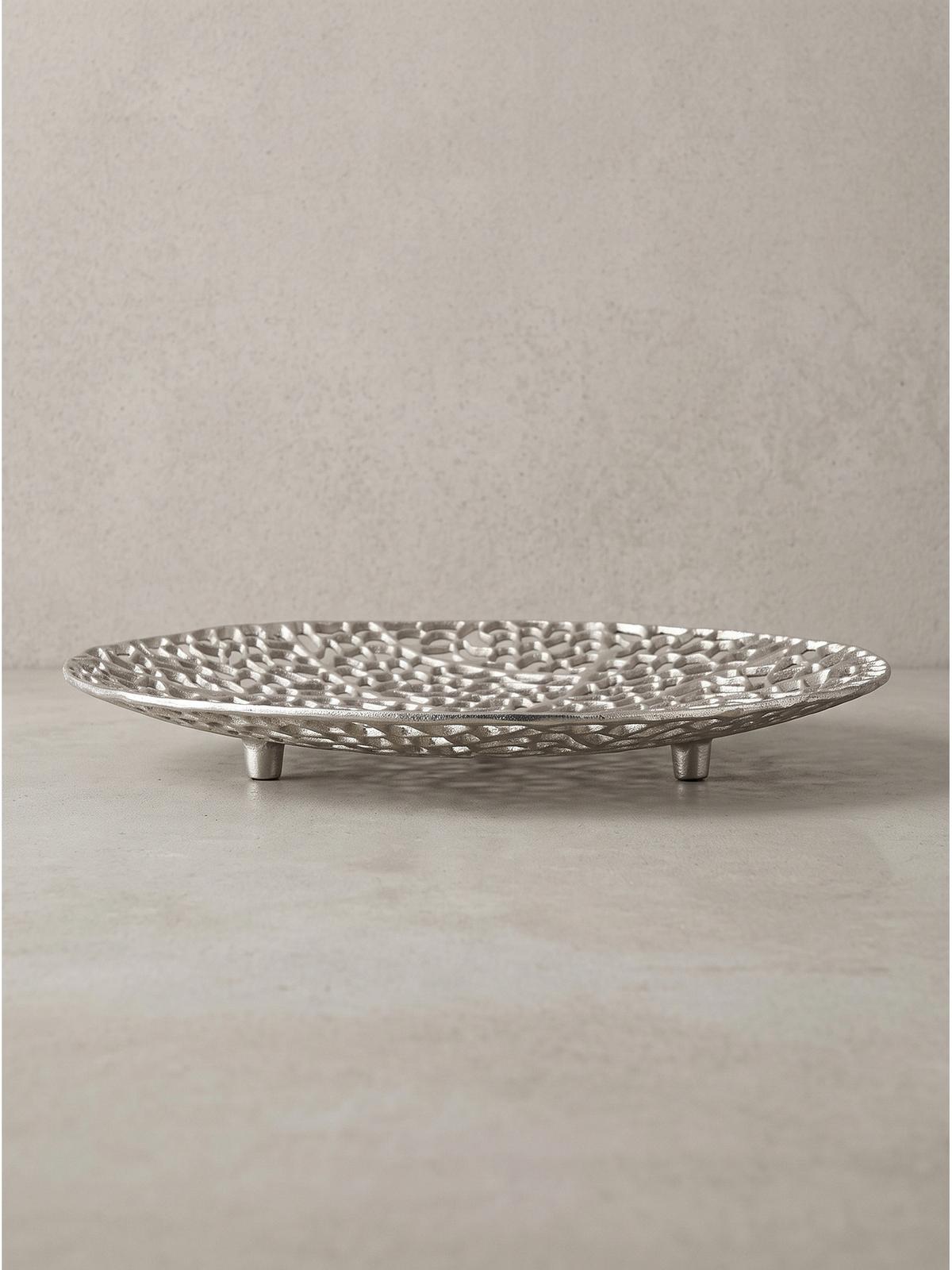 DEKOSCHALE ASTLUX, Aluminium, handgefertigt, Silber, Ø 44 x 4 cm - Silberfarben, Metall (44/4cm) - KADIMA DESIGN