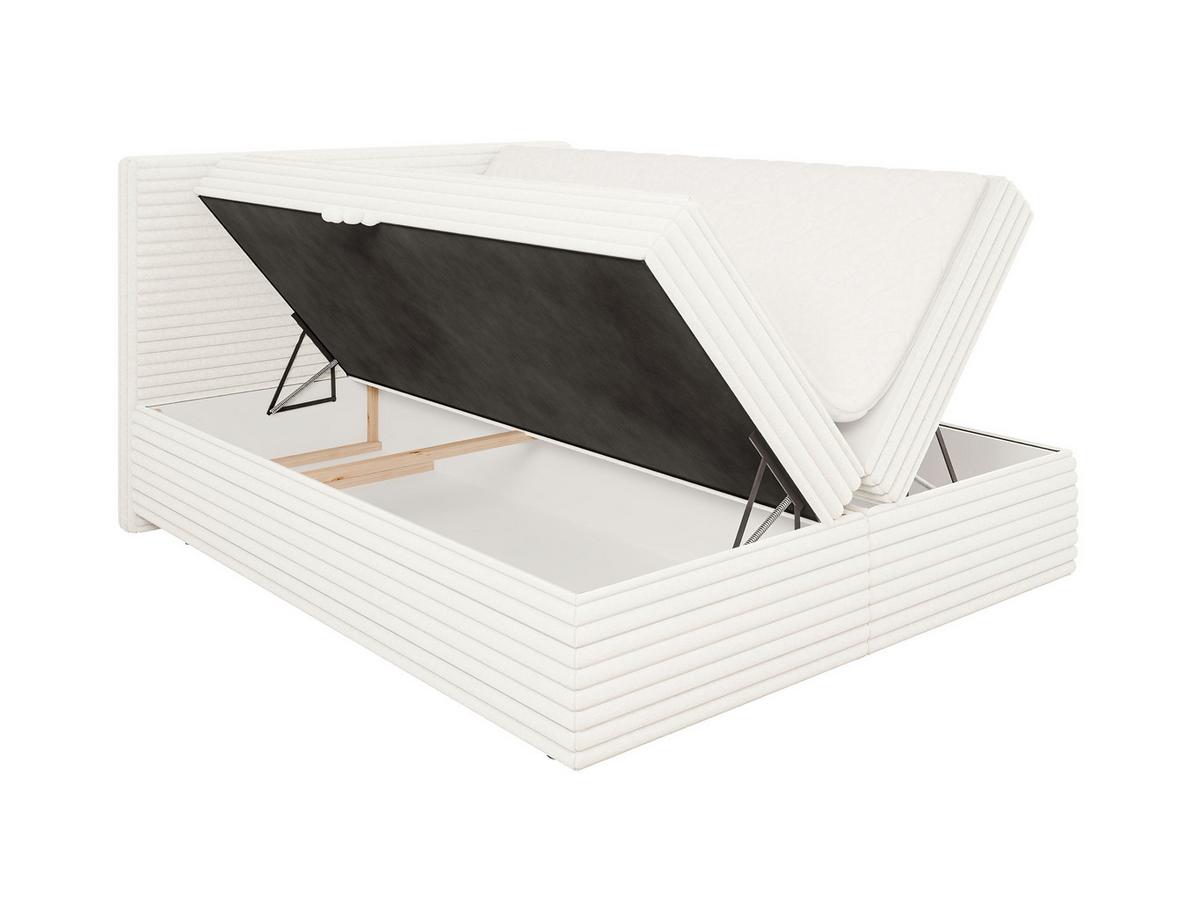 BOXBETT Roma 160/200 cm Hellbeige Plüschcord - Beige/Schwarz, Holz/Kunststoff (160/200cm) - S-Style