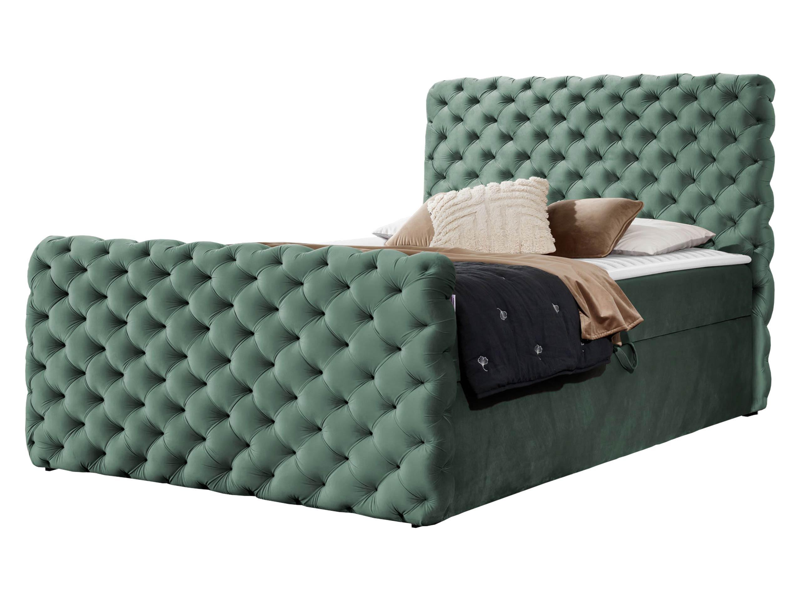 BOXBETT Chesterfield Lux - H3 - Grün, Holz (160/200cm) - MIRJAN24