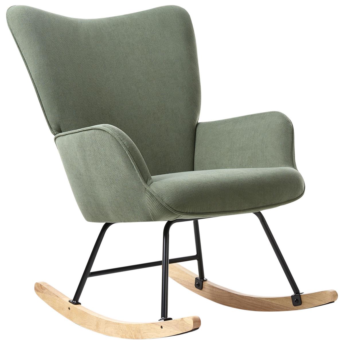 SCHAUKELSESSEL Cord Dunkelgrün Arset - Olivgrün, Textil (71/104/83cm) - Beliani