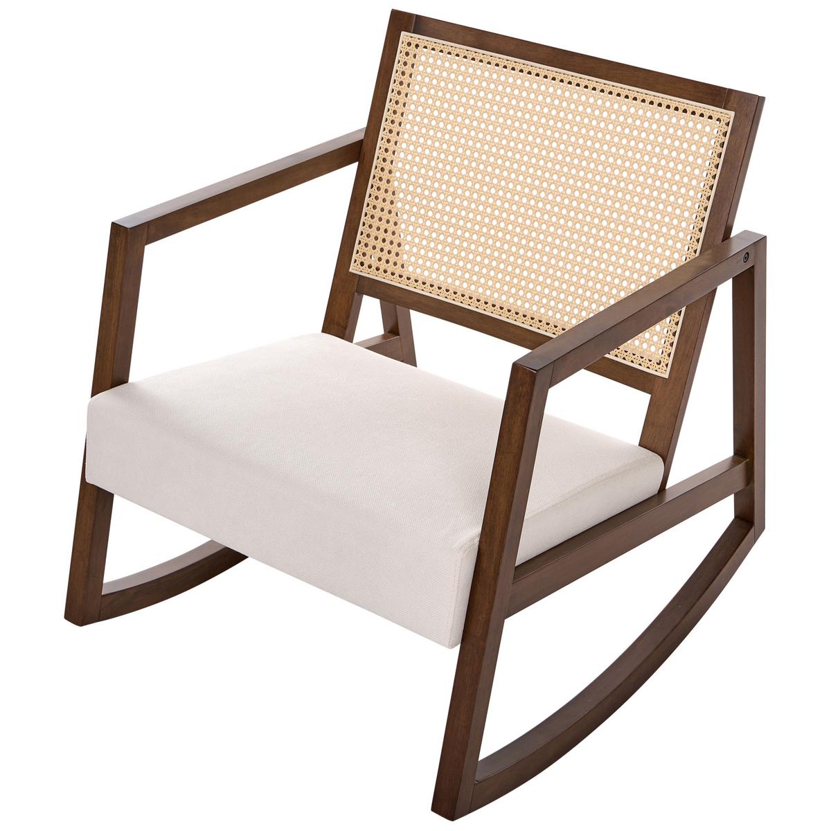 SCHAUKELSESSEL Holz Braun/Hellbeige Leidy - Beige/Braun, Textil (66/75/76cm) - Beliani