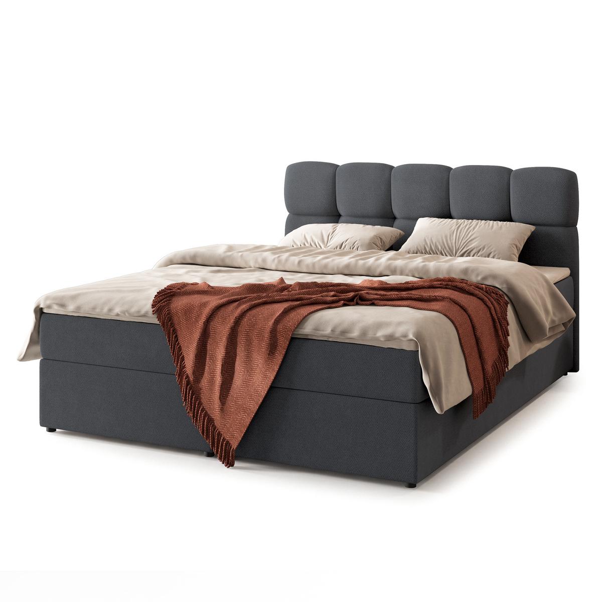 BOXBETT MERU 160x200 cm mit Matratze und Topper - Graphitfarben - Graphitfarben, Holz (160/200cm) - MASSENO
