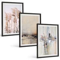 BILDER SET 3er Set - 40x60 cm Schwarzer Rahmen - Abstrakte Vegetationsmuster - Schwarz, Kunststoff (40/60cm) - TULUP