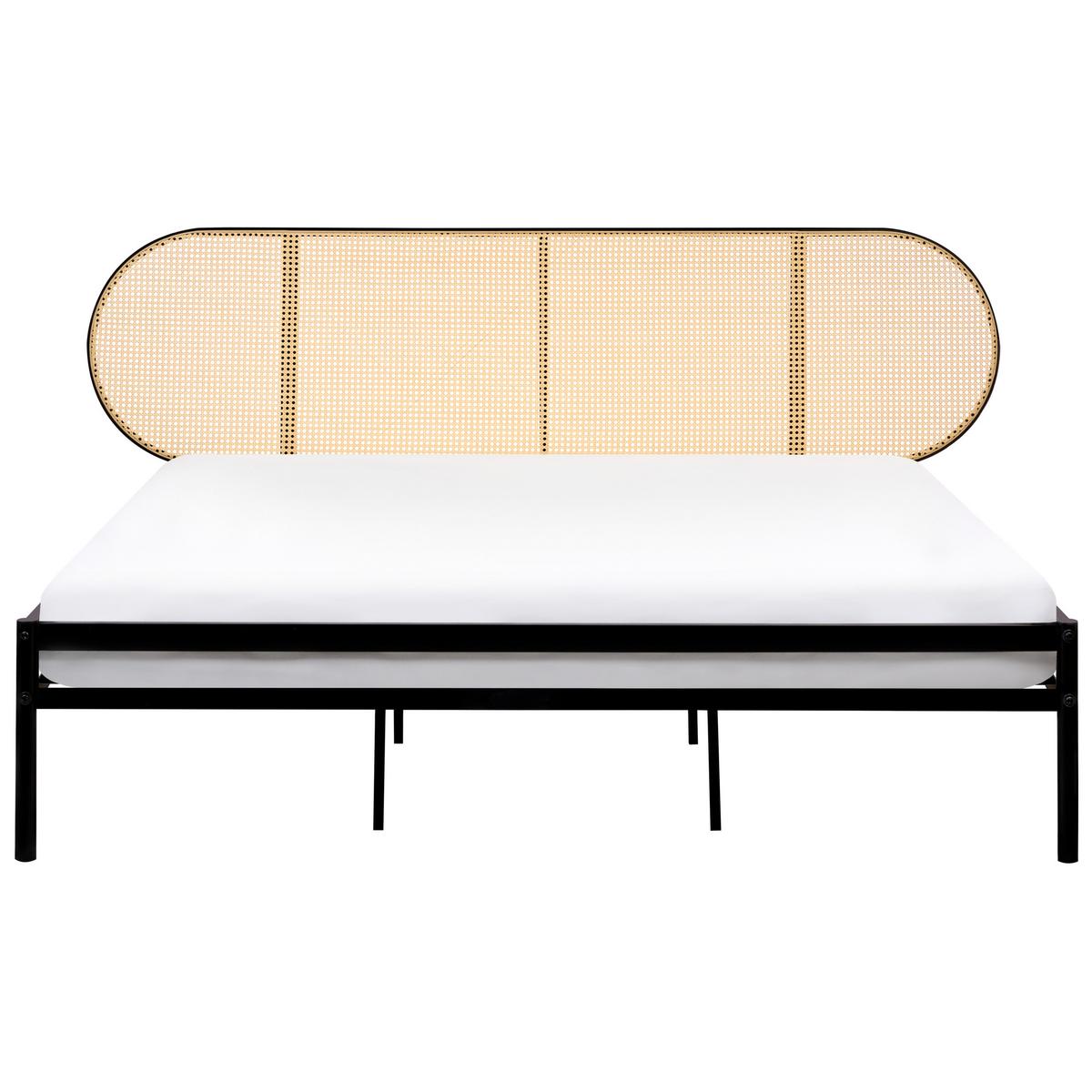 BETT mit Lattenrost 180/200 cm Hellbraun Boulin - Hellbraun/Schwarz, Metall (180/200cm) - Beliani