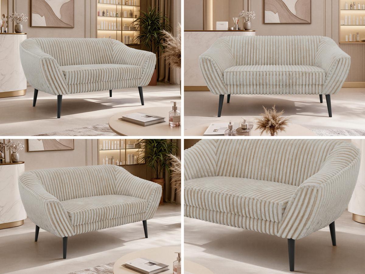 2-SITZER-SOFA PIRS - Beige Cord - Schwarze Beine - Beige/Creme, Holzwerkstoff/Textil (140/75/74cm) - MKS