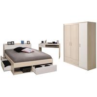 JUGENDZIMMER Set mit Kleiderschrank Stauraumbett 140 cm Schreibtisch - Silberfarben/Weiß, Holz/Holzwerkstoff (140/179/200cm) - Parisot Meuble