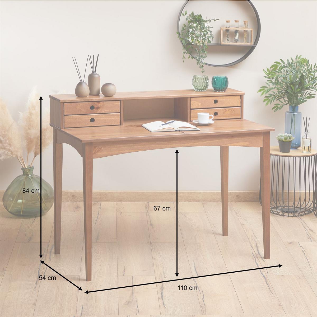SCHEIBTISCH MILANO - Kastanienfarben, Holz (54/110/91cm) - IDIMEX