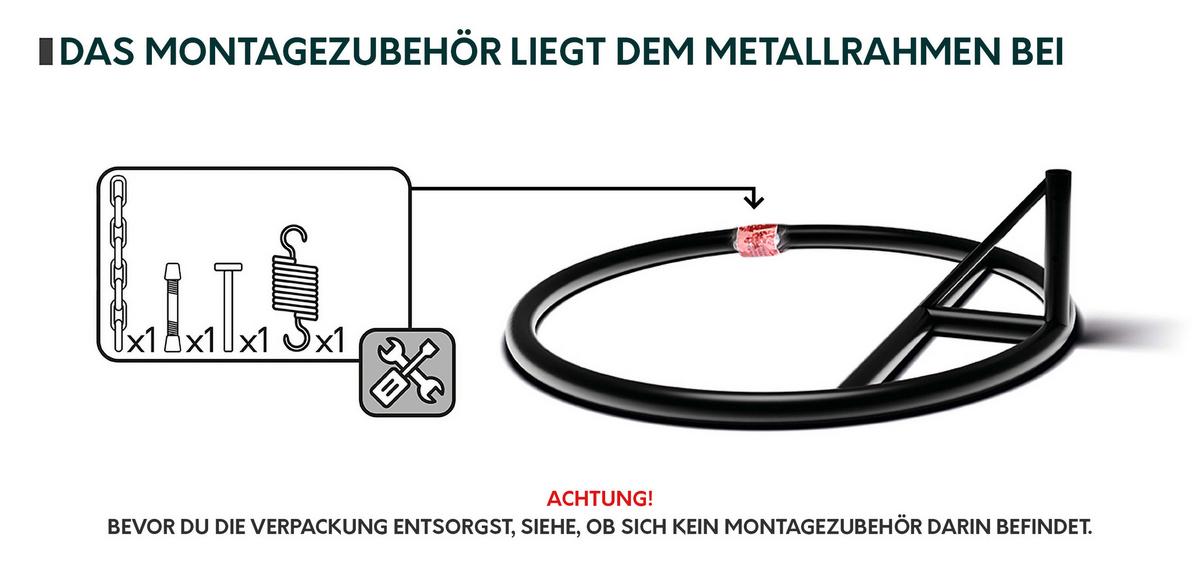 HÄNGESESSEL Boho - Grau, Metall (95/195/95cm) - MIRJAN24