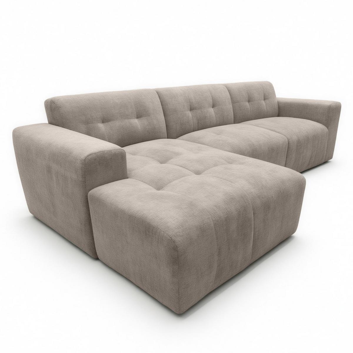 ECKSOFA L Form Corlu Beige 310/165/78 cm – stilvolle kleine Eckcouch Links - Beige/Schwarz, Kunststoff/Textil (310/165cm) - AX Living