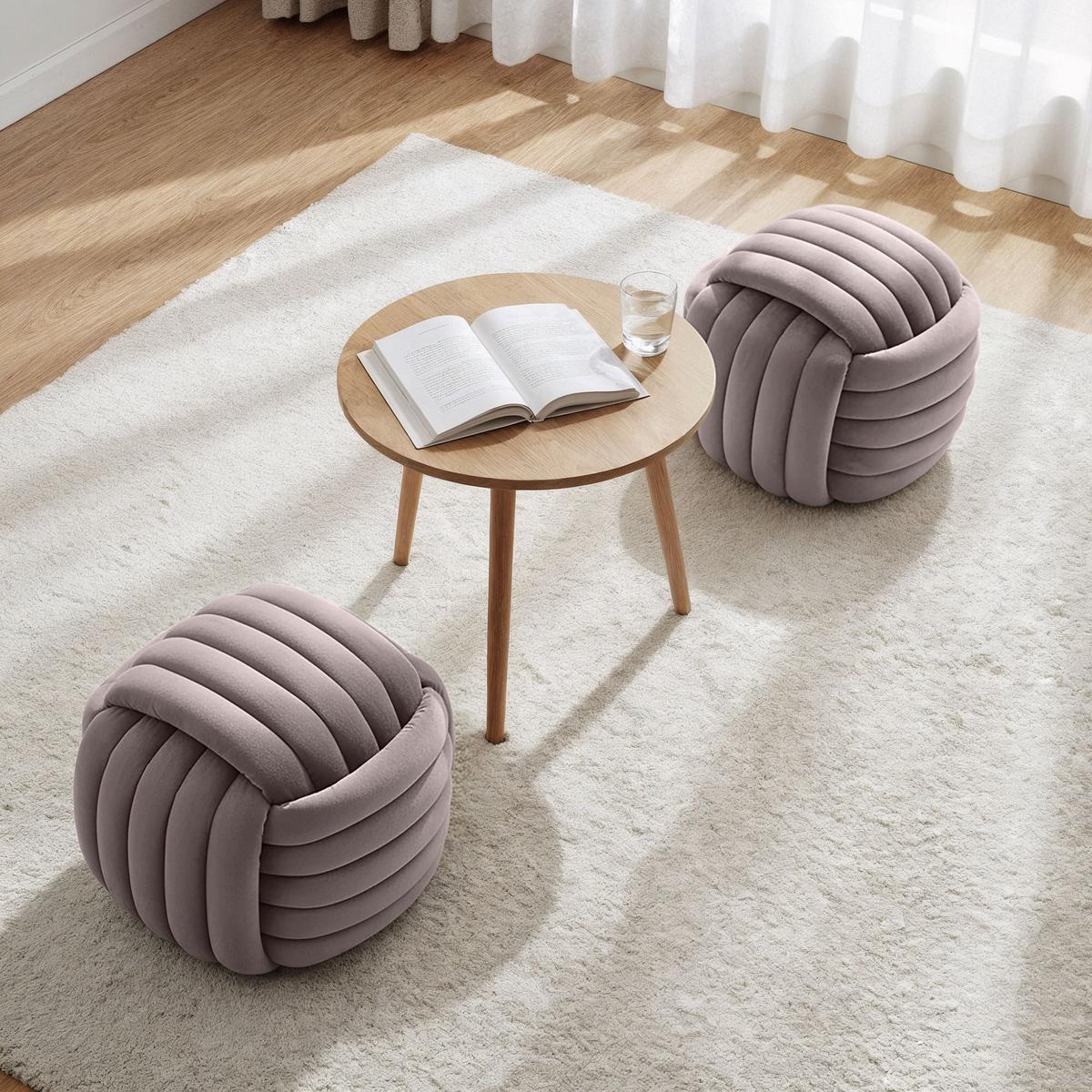 SITZHOCKER mit Samt Optik Rosa - Rosa, Textil (50/43/53cm) - RAUMHIRSCH FURNITURE