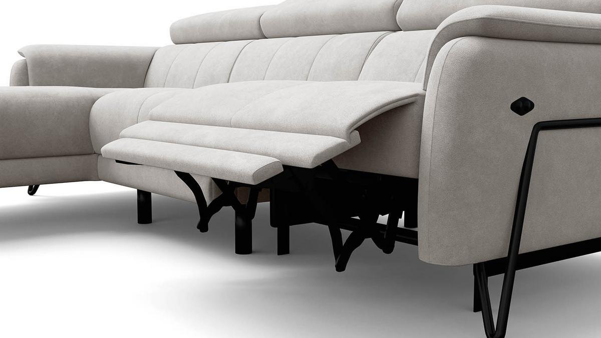 ECKSOFA RODEN 4-Sitzer mit Relax, creme, Veloursstoff - Creme, Holz/Textil (268/92cm) - Wozimo