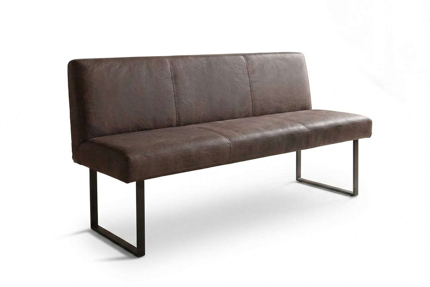 ESSZIMMERBANK ELEEN Dunkelbraun Leder - Dunkelbraun, Leder (163/85/69cm) - KAWOLA