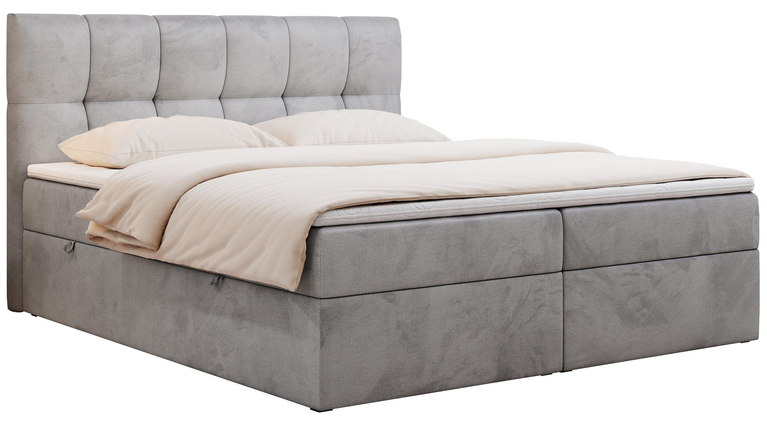 BOXBETT RICO 140/200 Hellgrau Velvet - H3 - Hellgrau, Holz/Textil (140/200cm) - MKS