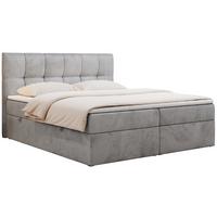 BOXBETT RICO 140/200 Hellgrau Velvet - H3 - Hellgrau, Holz/Textil (140/200cm) - MKS