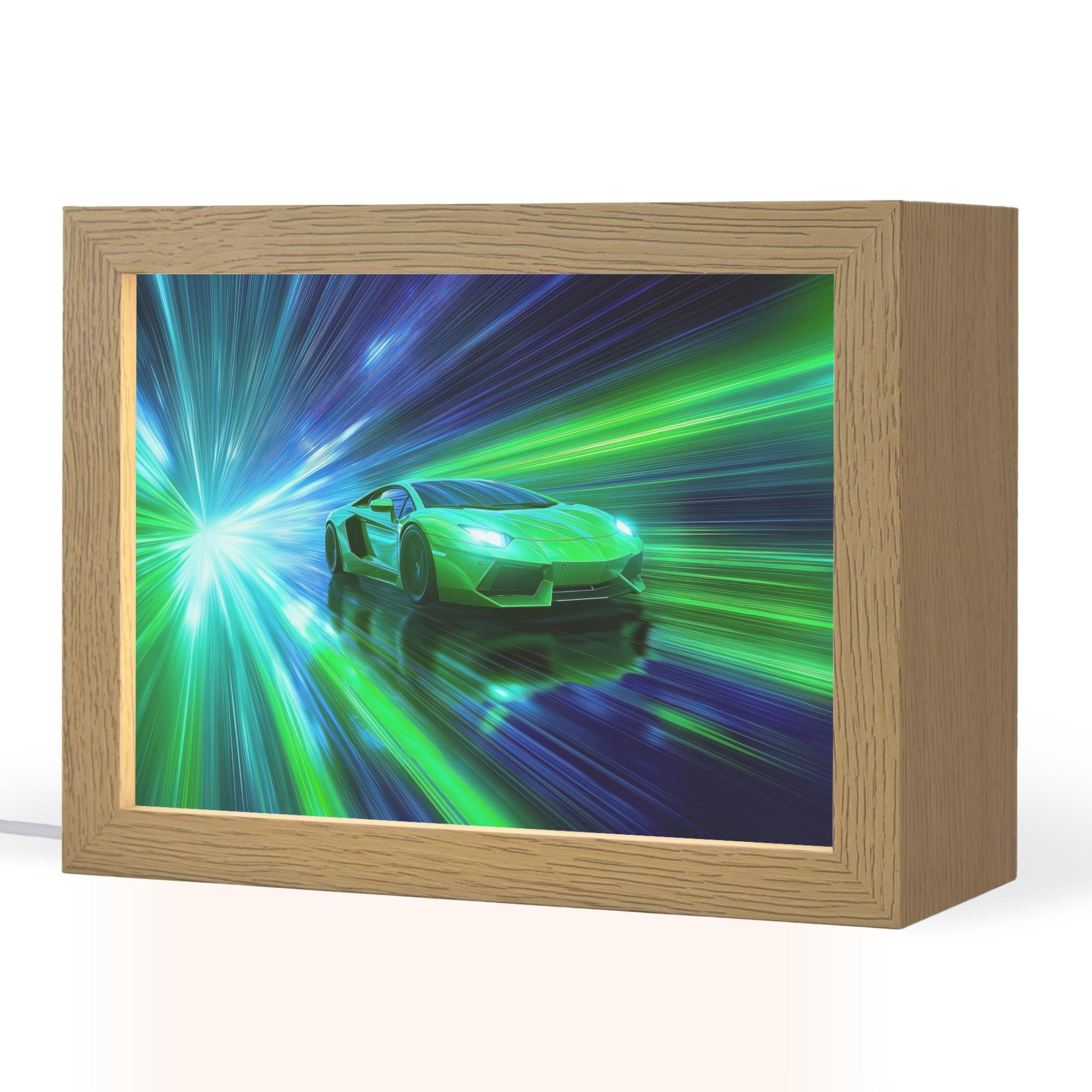 NACHTTISCHLAMPE Geschwindigkeit - Leicht - Sportwagen - Grün 20x15 cm - Grün, Holzwerkstoff (8/20/15cm) - OnlyWow
