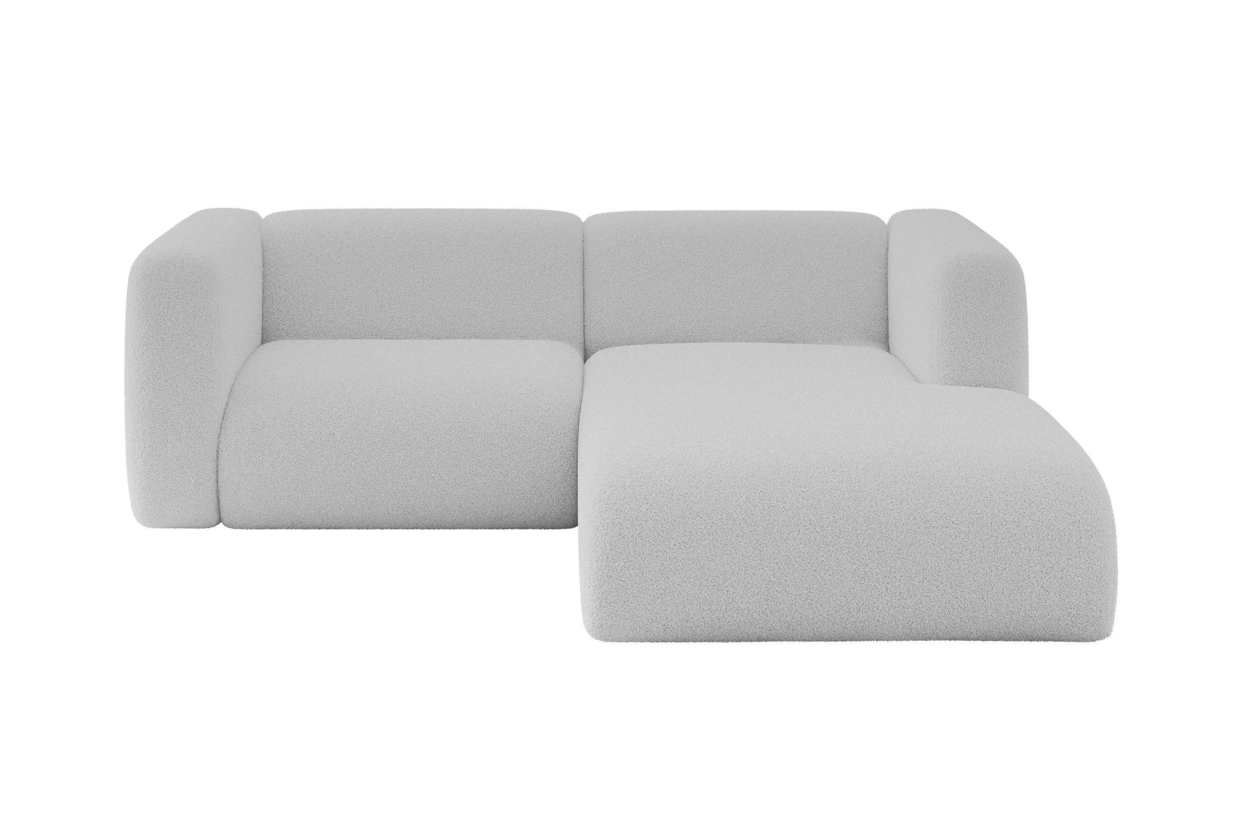 ECKSOFA Ottomane Rechts MIRA-L1 227x179x89 Hellgrau Bouclé - Silberfarben/Hellgrau, Holzwerkstoff/Kunststoff (227/179cm) - ALTDECOR