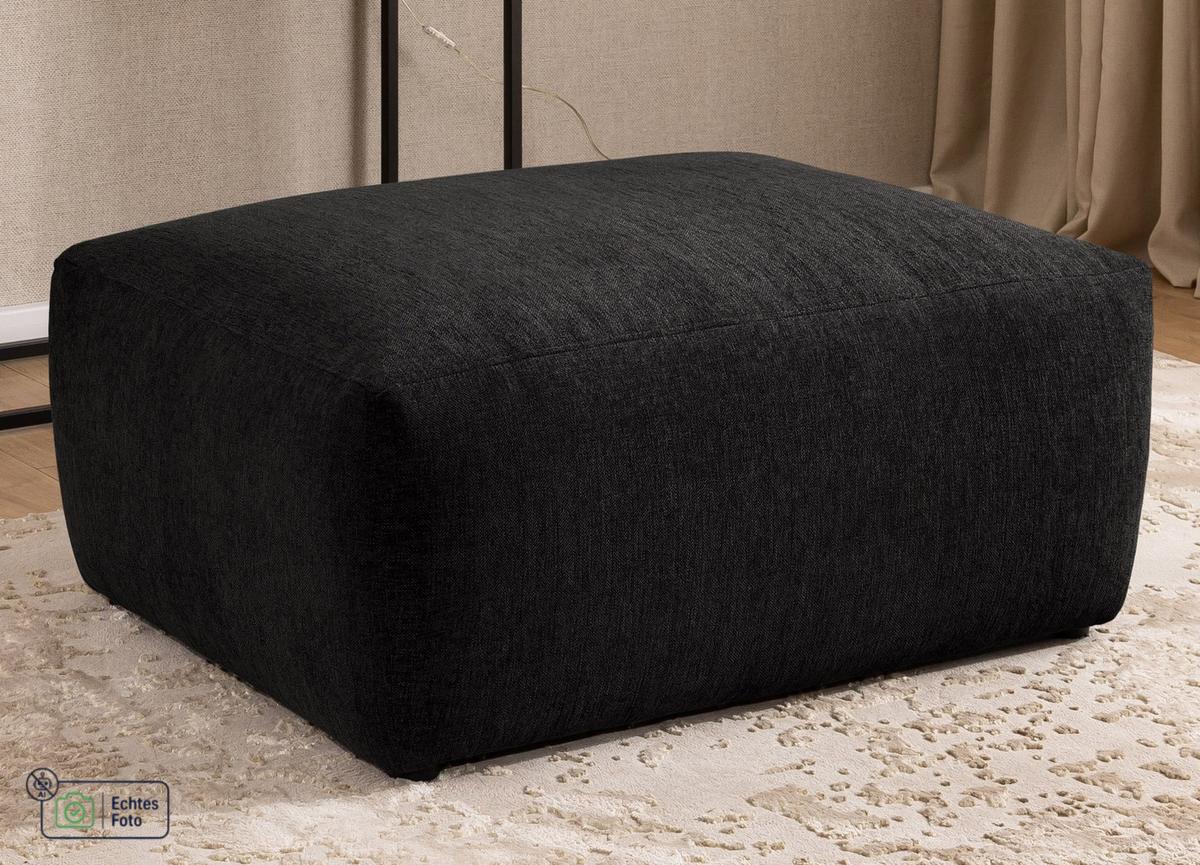 HOCKER Lennon aus Schwarz Strukturstoff mit vielseitiger Nutzung - Schwarz, Holz/Kunststoff (102/42/76cm) - S-Style