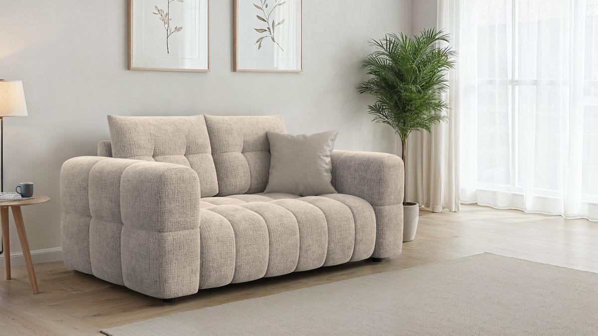 SOFA CLOUDI 2-Sitzer, beige - Beige/Schwarz, Holz/Textil (181/89/104cm) - Wozimo
