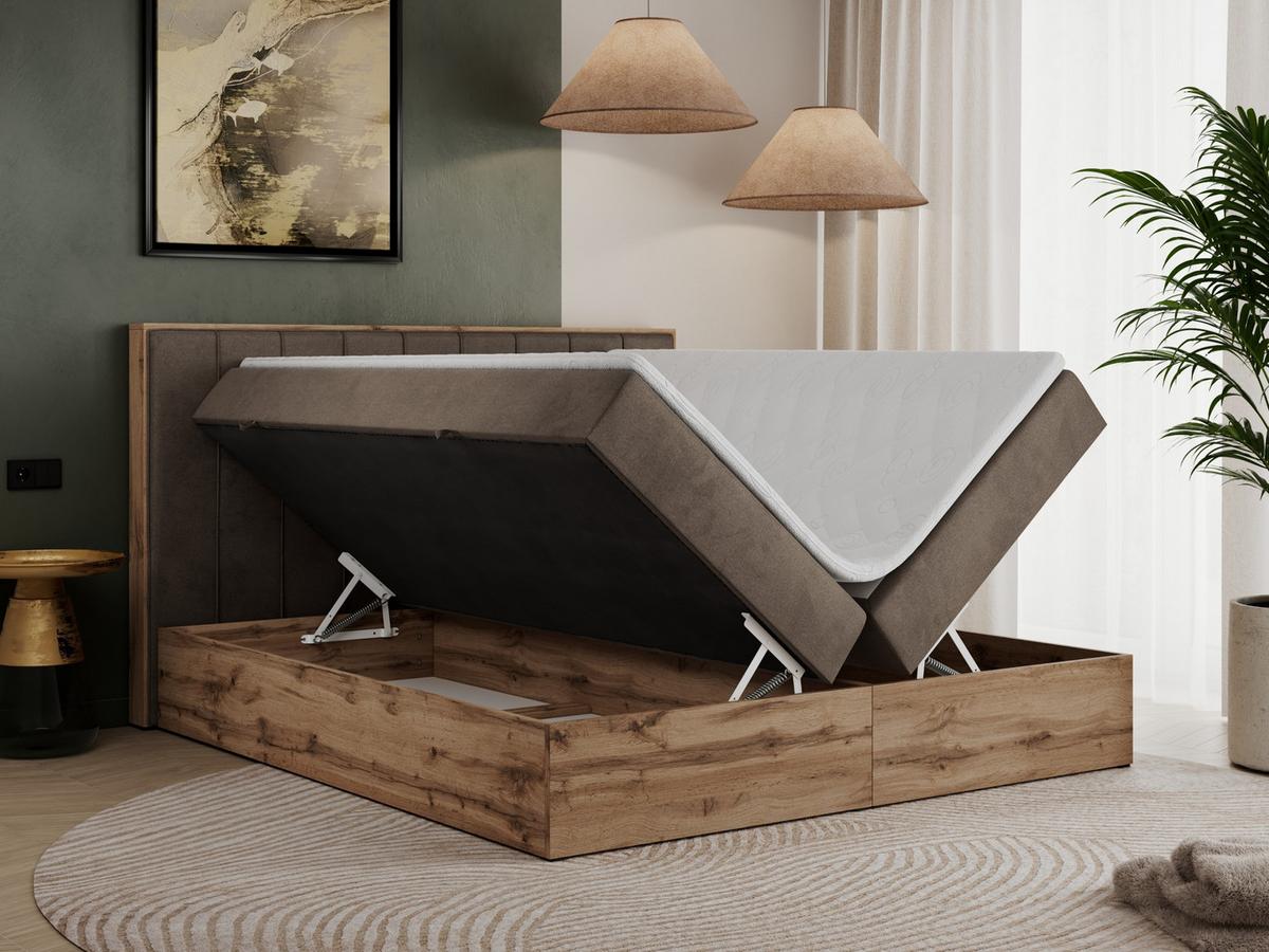BOXBETT BELLISSIMO 160/200 Braun Velvet - H4 - Braun, Holz/Textil (160/200cm) - MKS