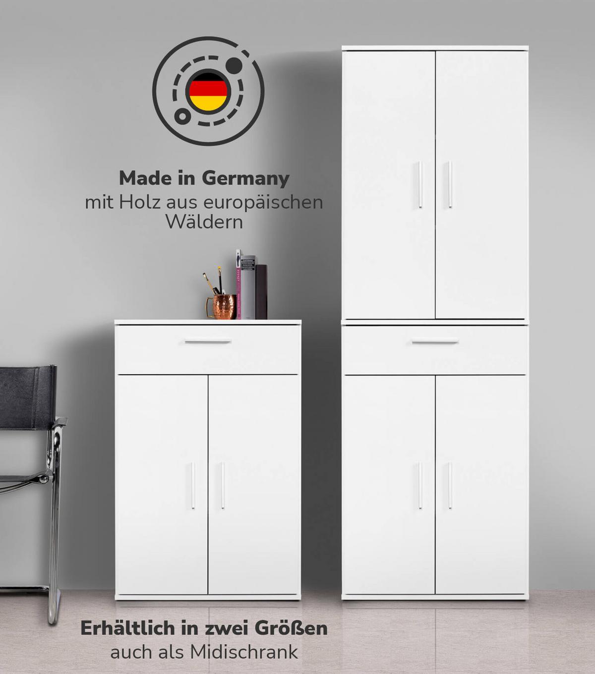 MEHRZWECKSCHRANK Der Praktische - Weiß, Holzwerkstoff (60/180/34cm) - Mokebo