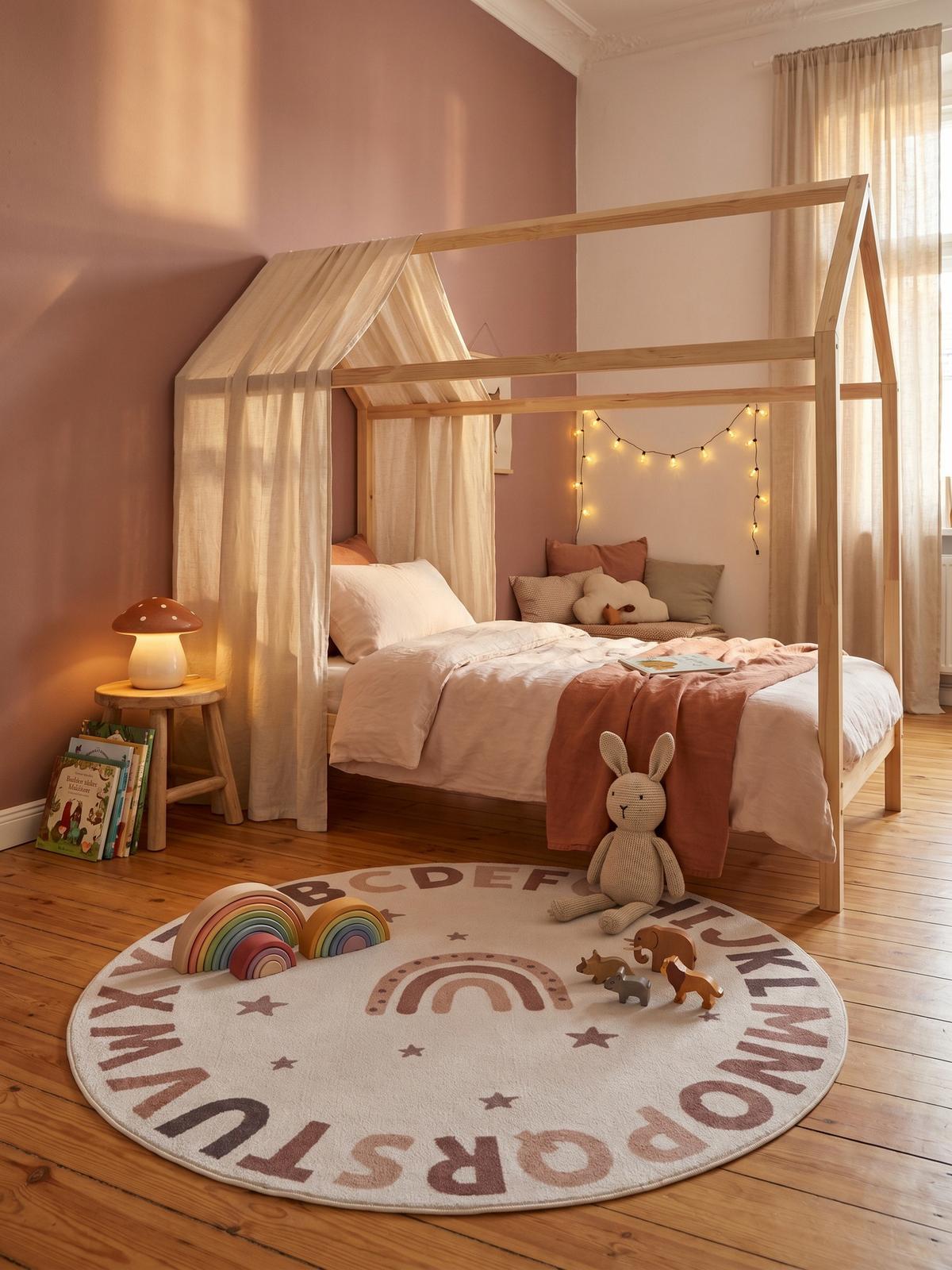 SPIELTEPPICH Waschbar TINO in Creme, mit Alphabet-Motiv, Ø 160 cm - Beige, Textil (160/160cm) - KADIMA DESIGN