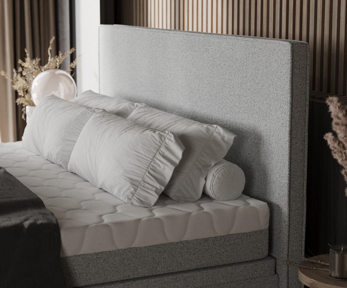 BOXBETT Zalla 140/200 cm Hellgrau im Riva Stoff - Hellgrau/Schwarz, Holz/Holzwerkstoff (140/200cm) - AltaBeds