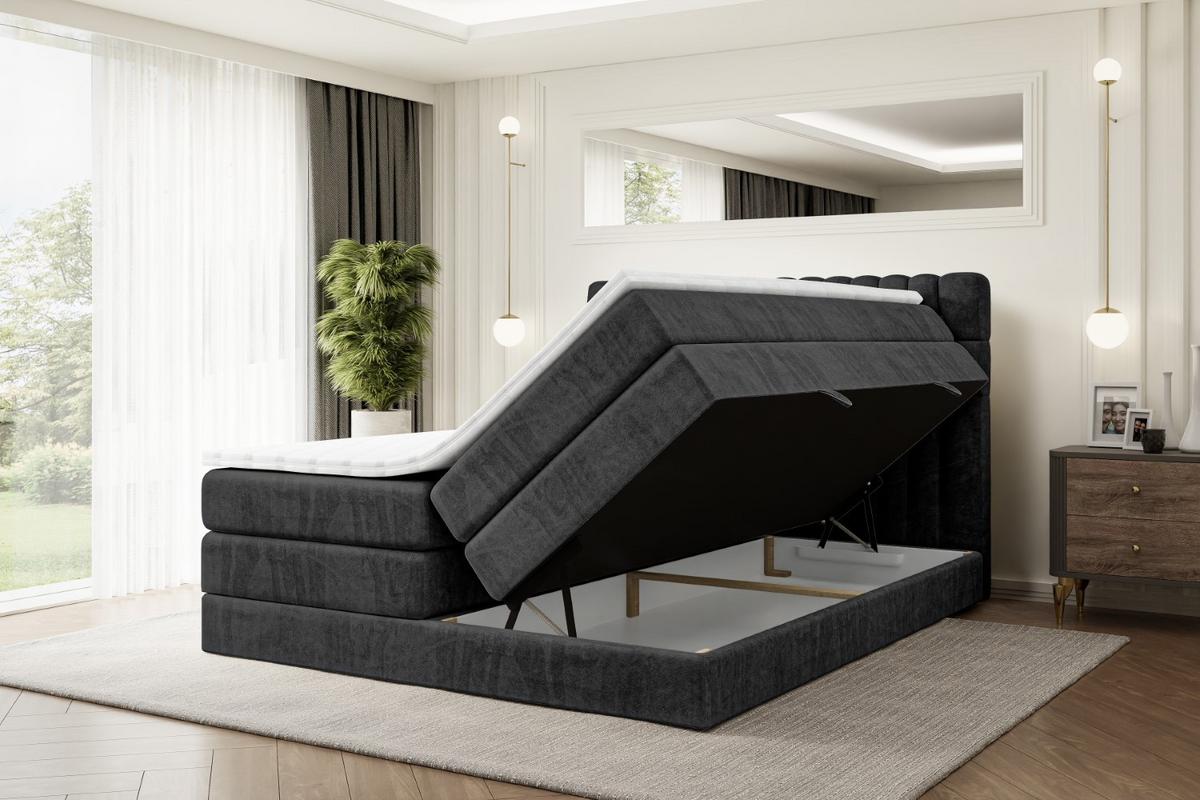 BOXSPRINGBETT SERENE KING - 140 x 200 - H3/H4 - Schwarz - Schwarz, Holzwerkstoff (140/200cm) - ALTDECOR
