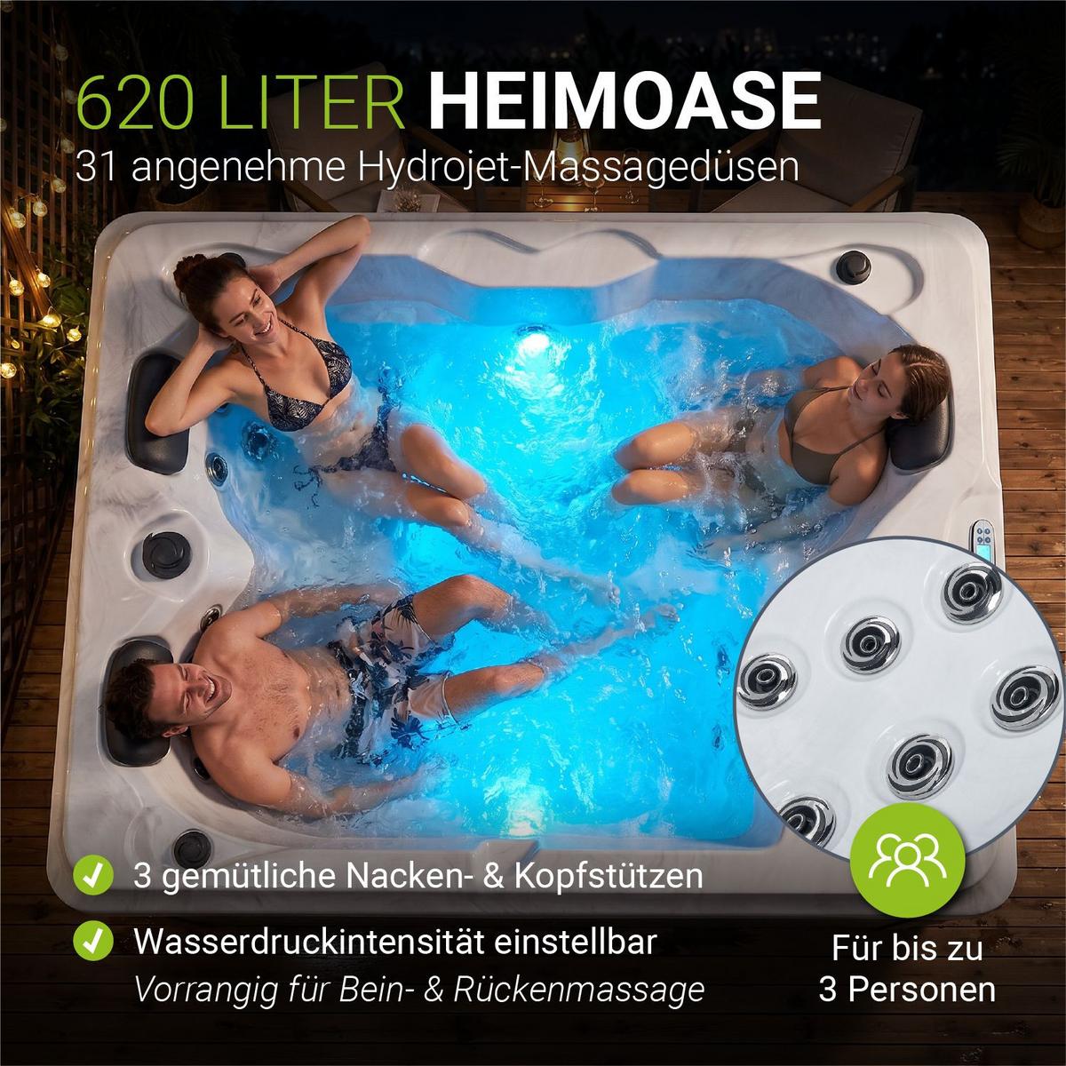 WHIRLPOOL Oasis ohne Treppe Outdoor - Grau, Kunststoff (210/80/160cm) - Artsauna