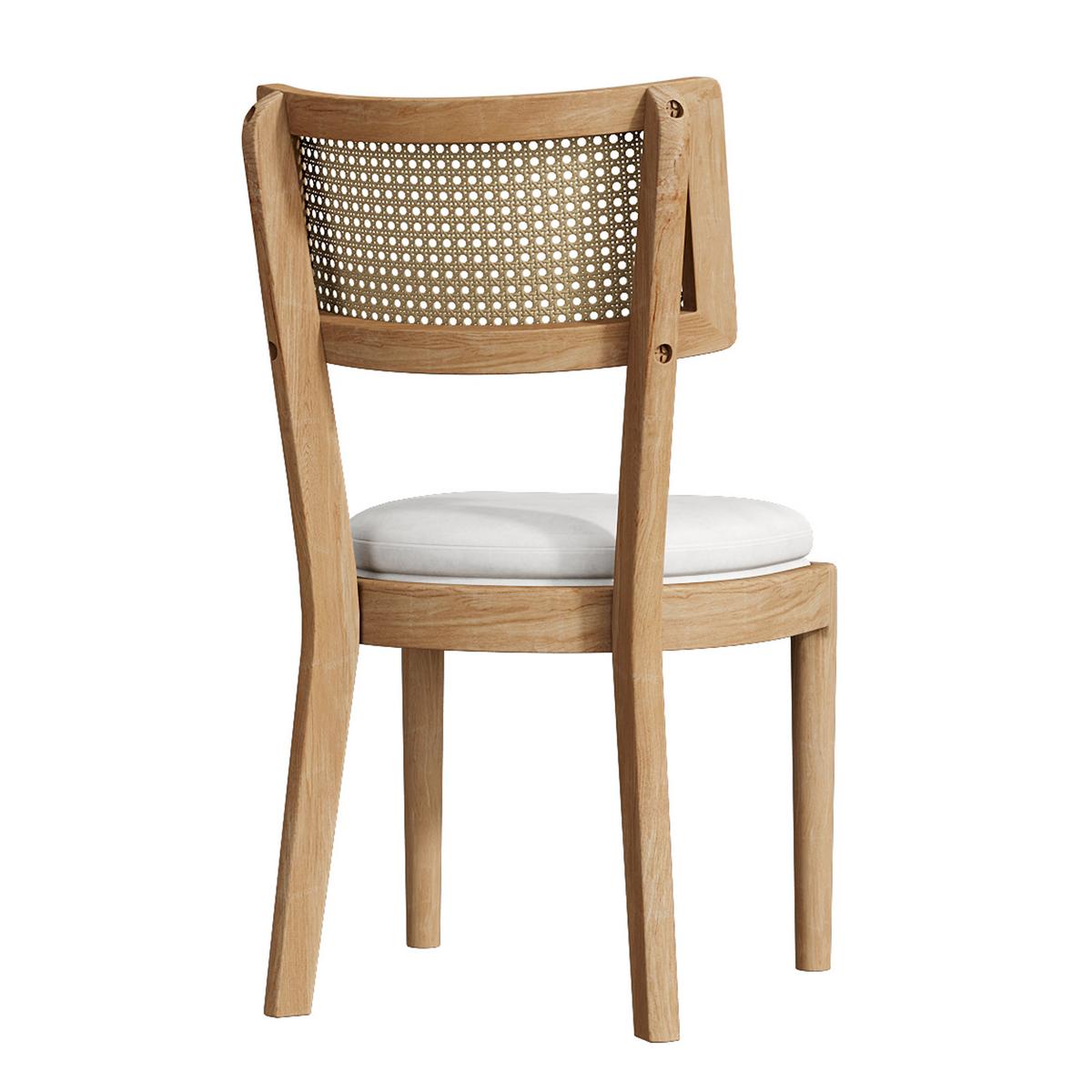 ESSZIMMERSTÜHLE 2er-Set aus Massivholz & Rattan Leinen-Polster in Naturfarben - Naturfarben, Holzwerkstoff (50/88/58cm) - Urban Meuble