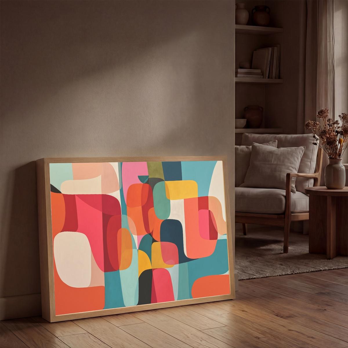 WANDLEUCHTE MIT AKKU Formen - Bunt - Abstrakt - Flugzeuge 100x70 cm - Multicolor, Holzwerkstoff (100/70/8cm) - OnlyWow