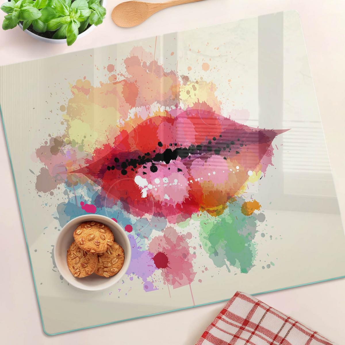 GLASPLATTE 60x52 cm Bunte Lippen - Rot, Glas (60/0.4/52cm) - TULUP