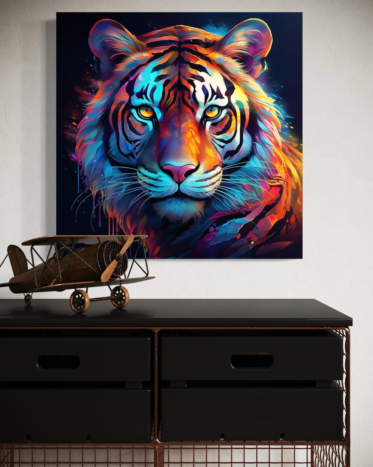 WANDBILD tiger pop art farbig - Multicolor, Textil (40/40cm) - Feeby