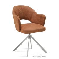 ARMLEHNSTUHL drehbar (4er-Set) Davinia 59x87x61 Edelstahl/Cognac - Edelstahlfarben/Cognac, Kunststoff (61/87/59cm) - 58aufmkessel