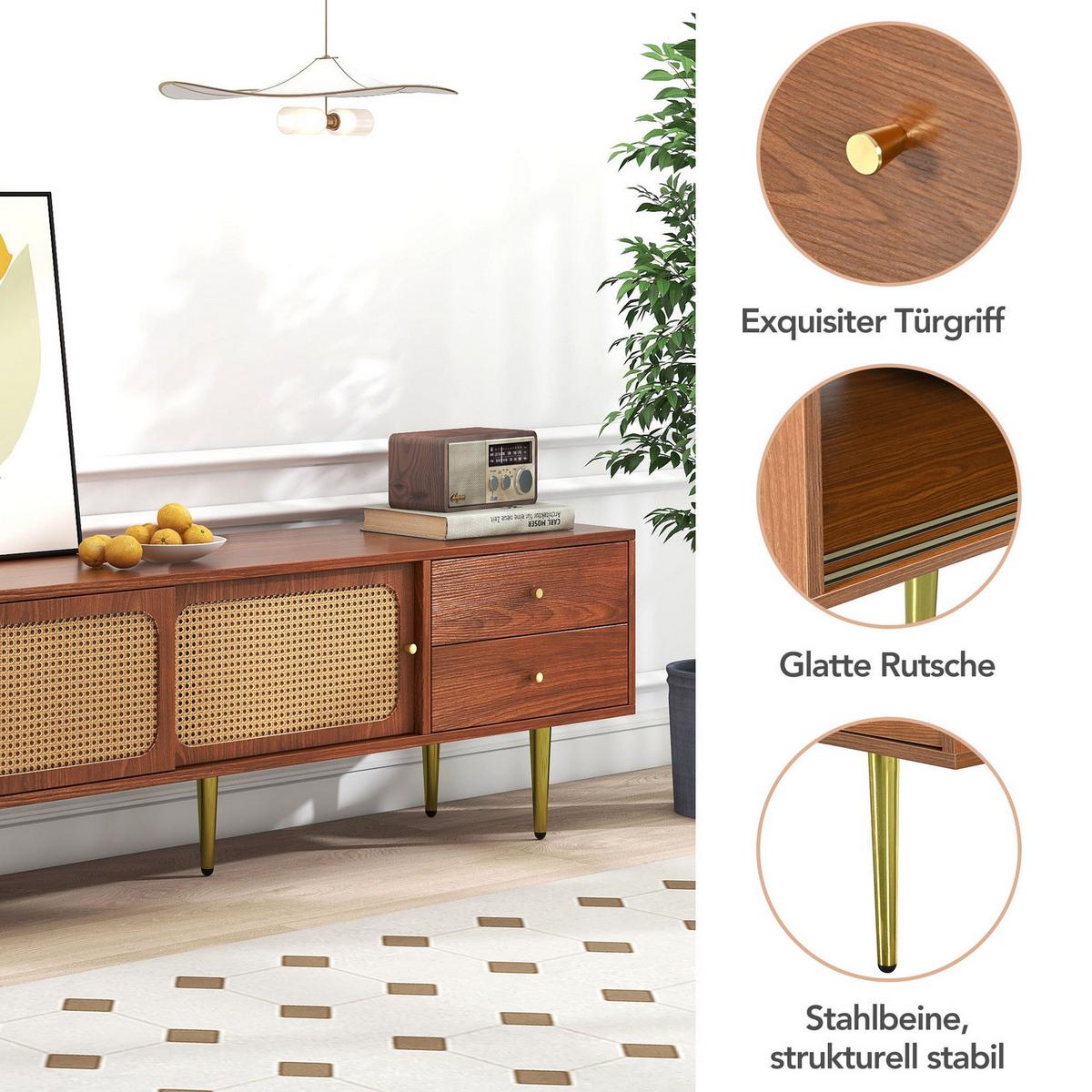 TV LOWBOARD Schwarz 180/38/45 cm - Schwarz, Holzwerkstoff (38/45/180cm) - Urban Meuble