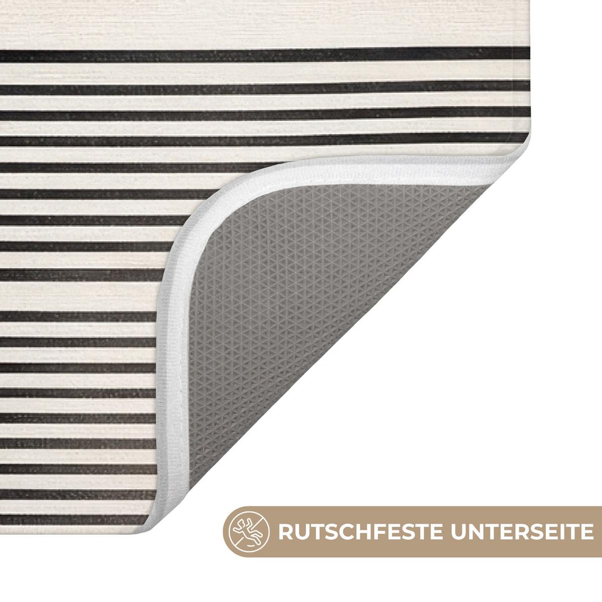BADEMATTE Abstrakt - Japandi - Beige - Modern 80x50 cm - Beige/Schwarz, Textil (80/50cm) - OnlyWow