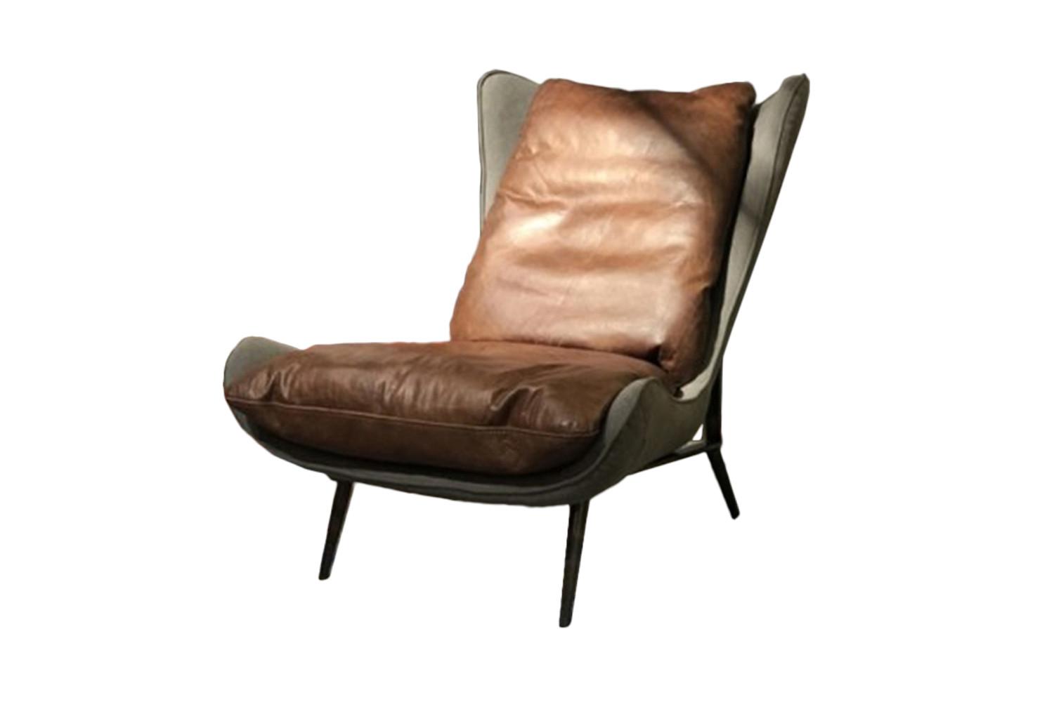 SESSEL ERIO Braun Leder - Schwarz/Braun, Leder (77/90/85cm) - KAWOLA