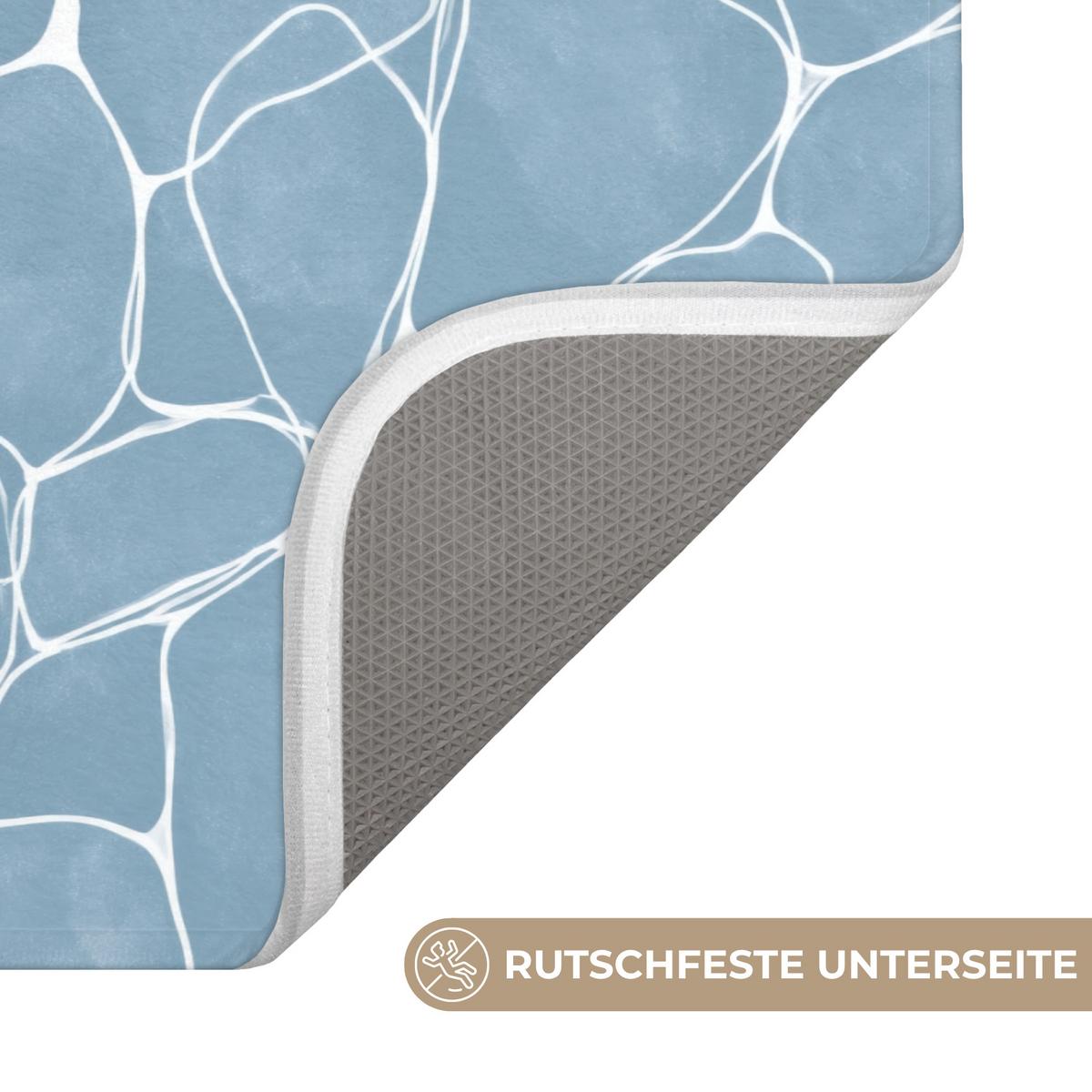 BADEMATTE Organisch - Muster - Blau 60x40 cm - Hellblau, Textil (60/40cm) - OnlyWow
