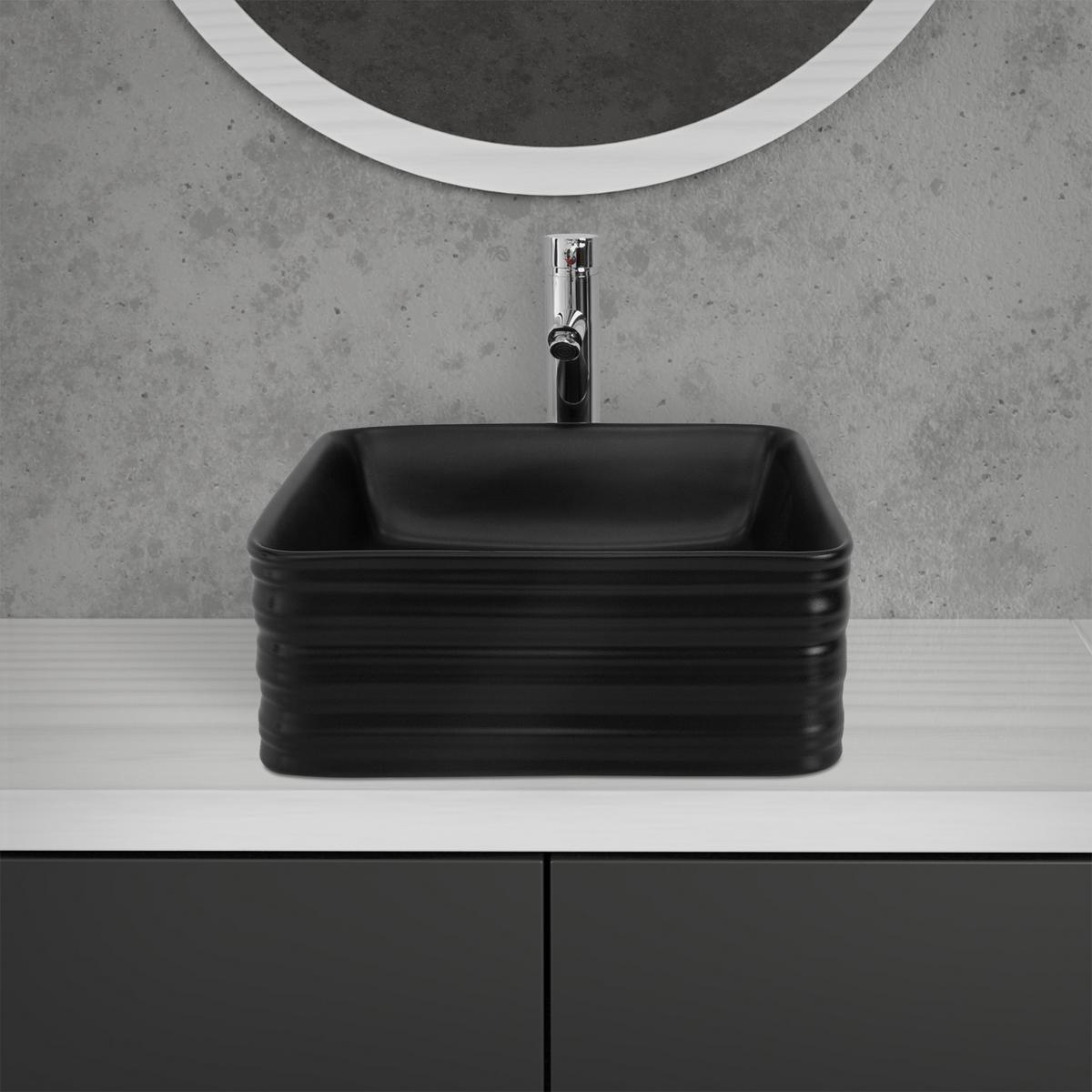 WASCHBECKEN - Schwarz, Keramik (39/15/39cm) - ML-DESIGN
